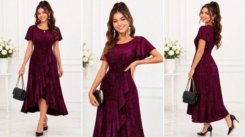 himmery cocktail dress with subtle sparkle for a holiday party